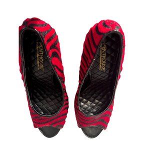 PENTHOUSE SHOES BY ELLIE HARLOW RED PEEP TOE PUMP HEELS SIZE 6